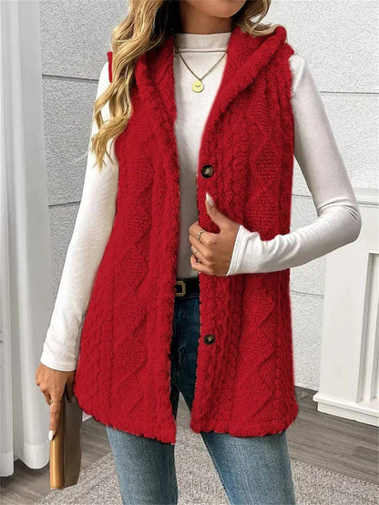 Women's Reversible Faux Fur outwear Vest with Buttons