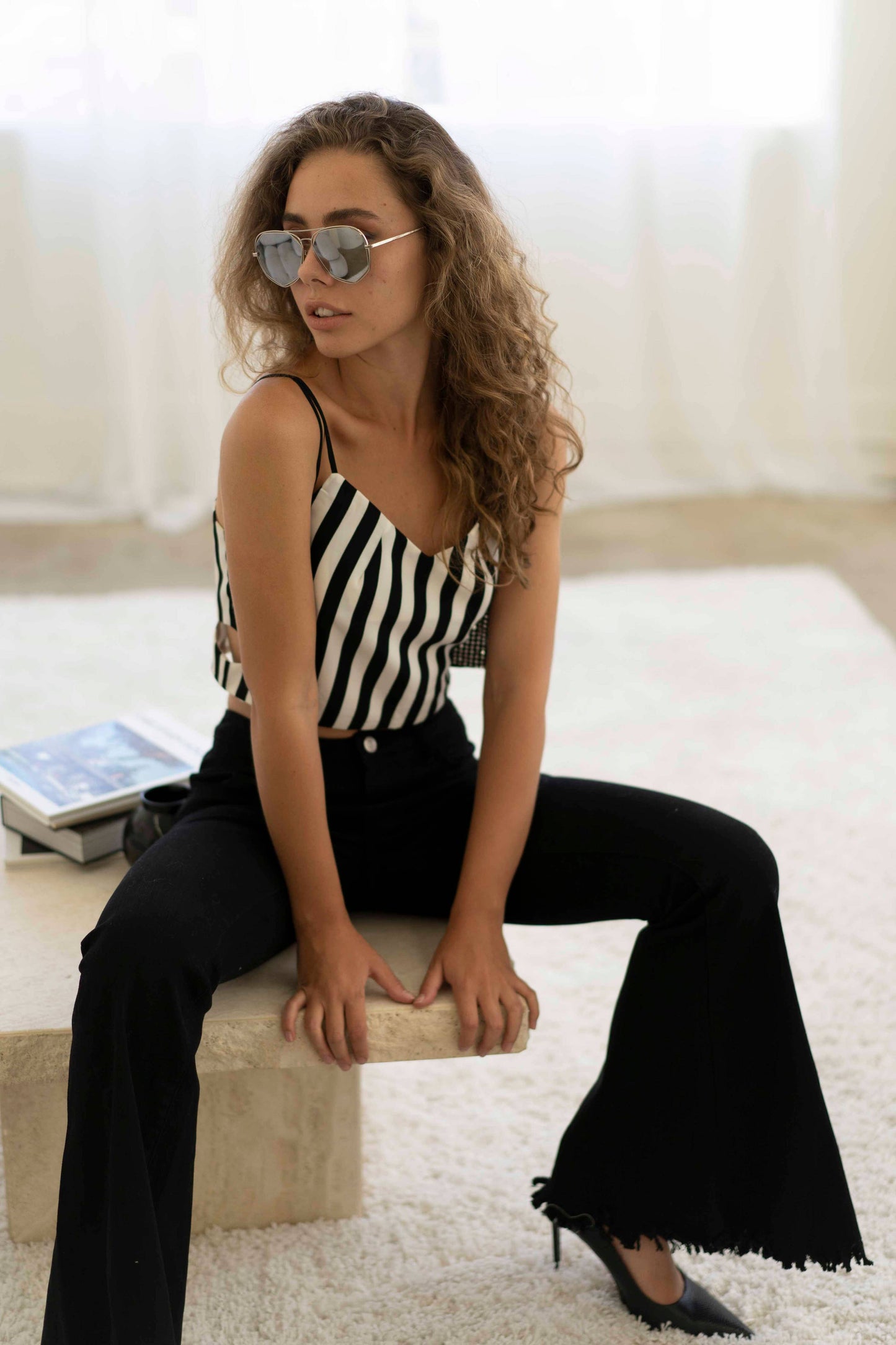 Black High Rise Flare Jeans