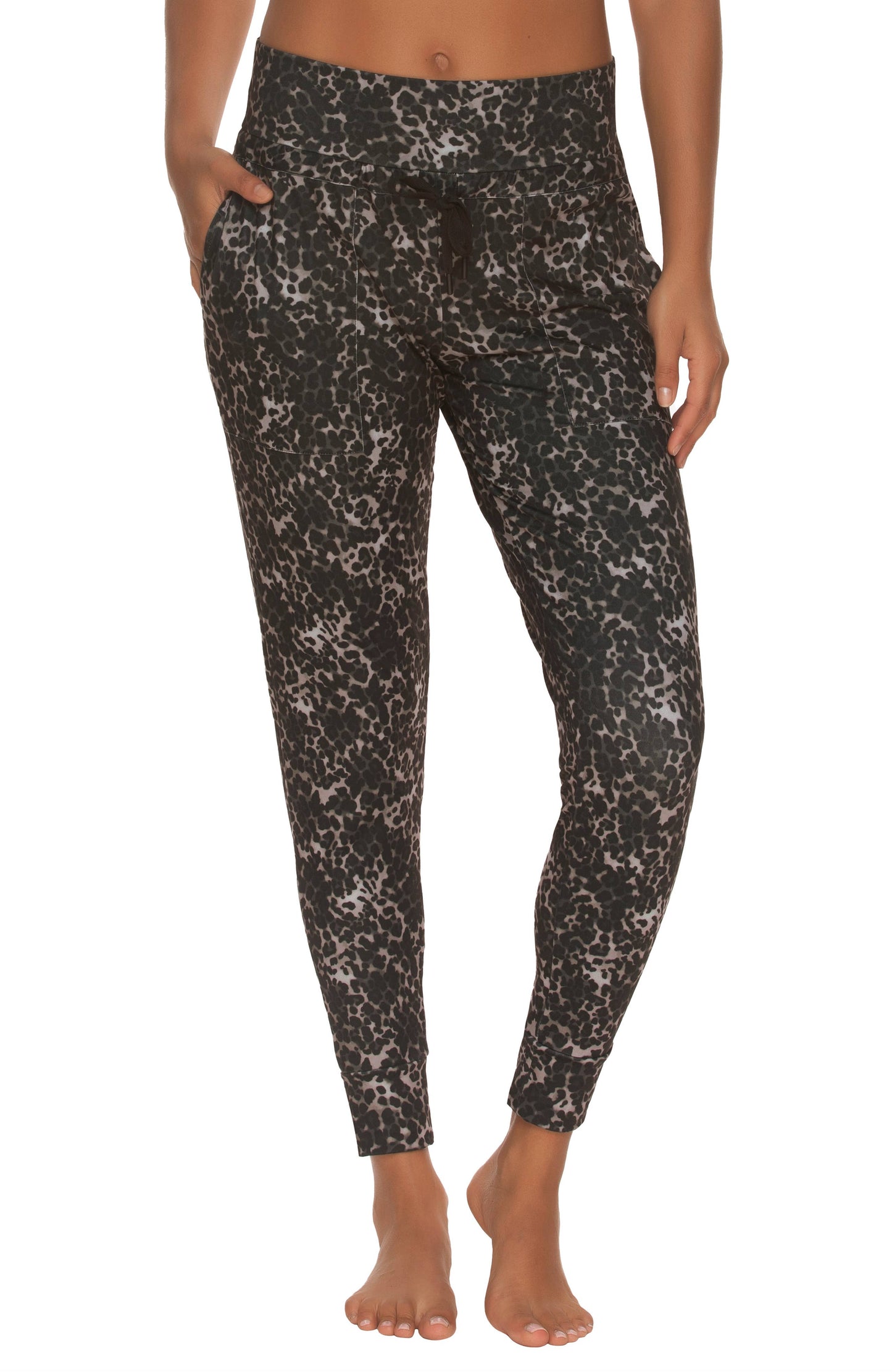 Velvety Soft Jogger - Black Tea Leopard