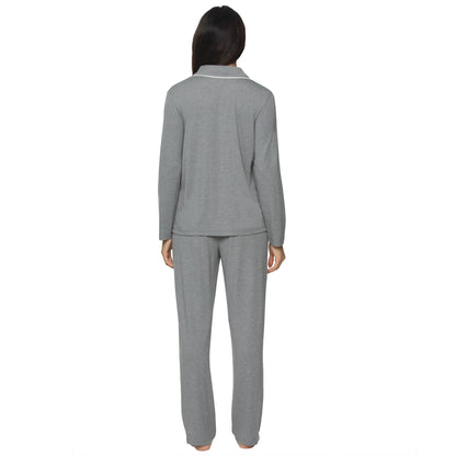 Jessie Stretch Jersey Long Sleeve & Pants PJ Set - Heather S