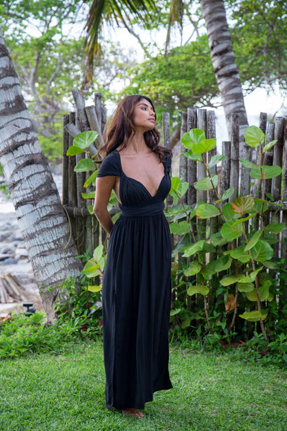 Convertible Tammy Dress in Solid Black OS fits XS-M size 0-6: Solid Black