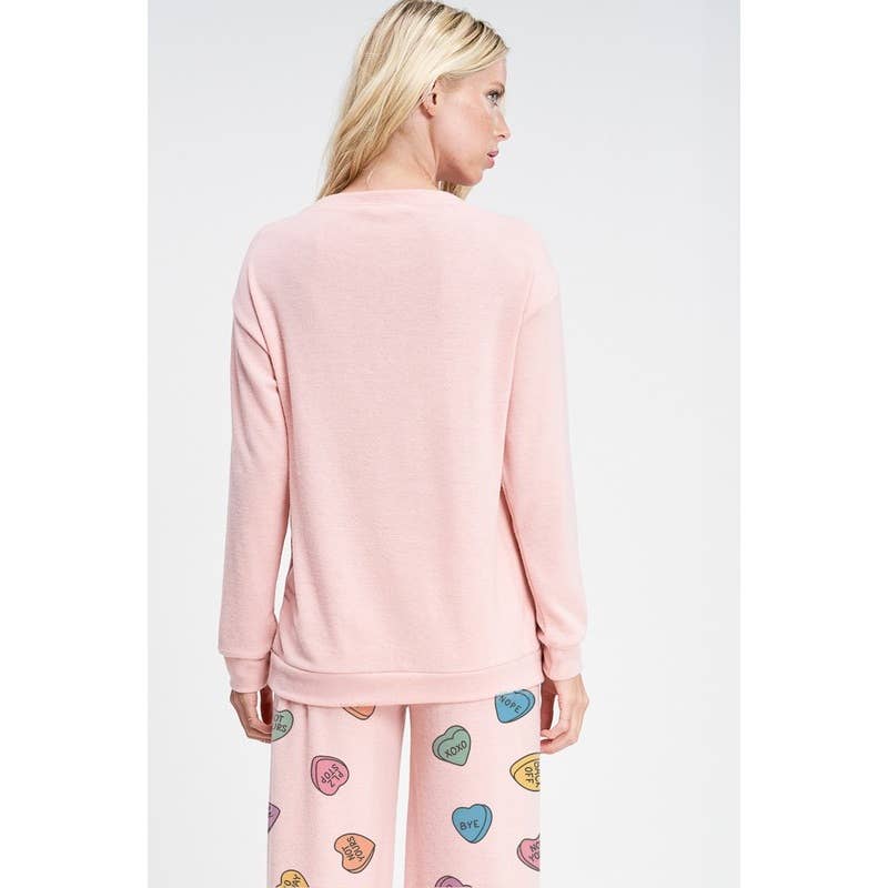 Heart Candy all over soft brushed loungewear set