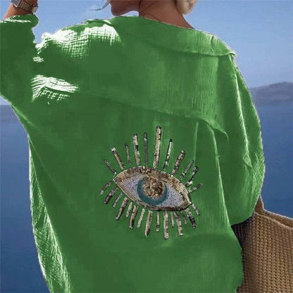 Collar Long Sleeve Shirt in Solid Color