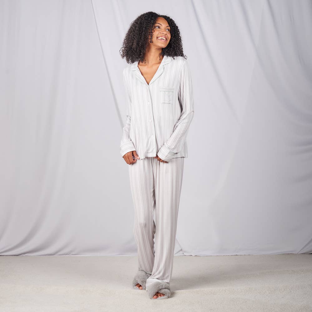 Faceplant Bamboo® Lucy Long Pants: Pink Stripe / Large