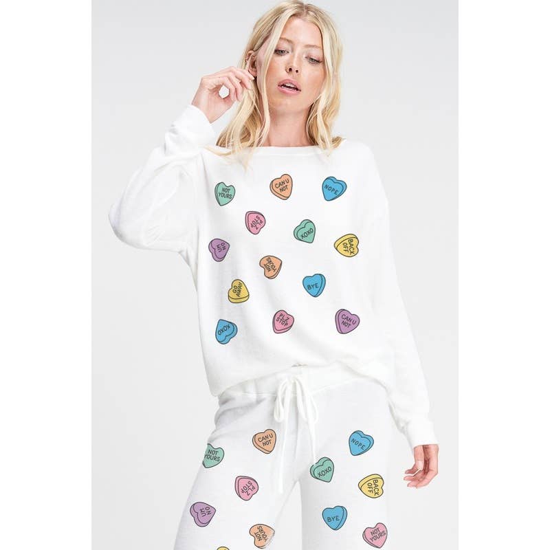 Heart Candy all over soft brushed loungewear set