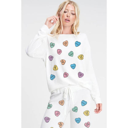 Heart Candy all over soft brushed loungewear set