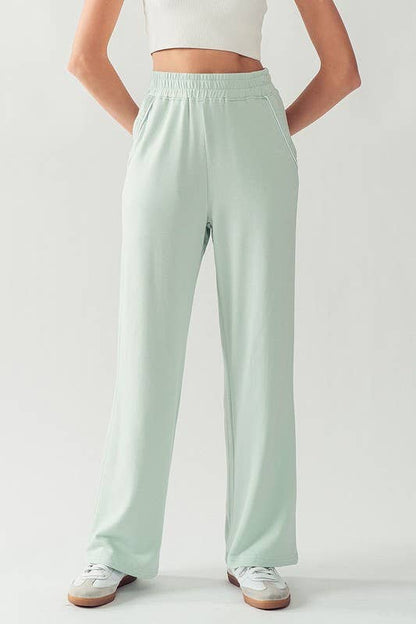 KPR11896 ELASTIC WAISTBAND COZY SWEATPANTS: SURF SPRAY / S-2/M-2/L-2