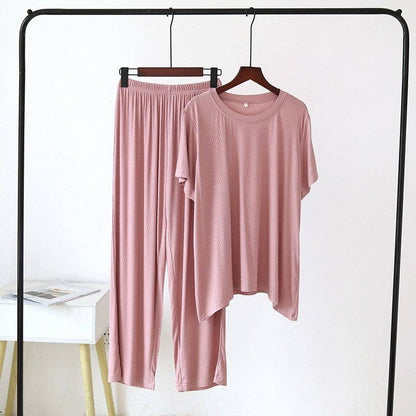 Loose Fit Solid Color Thin Breathable Pajama Sets