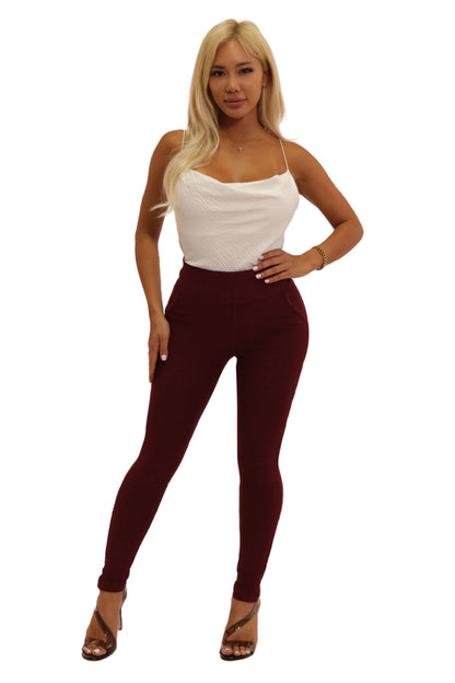 High Waist Sculpting Treggings - Solid Color: Black / S