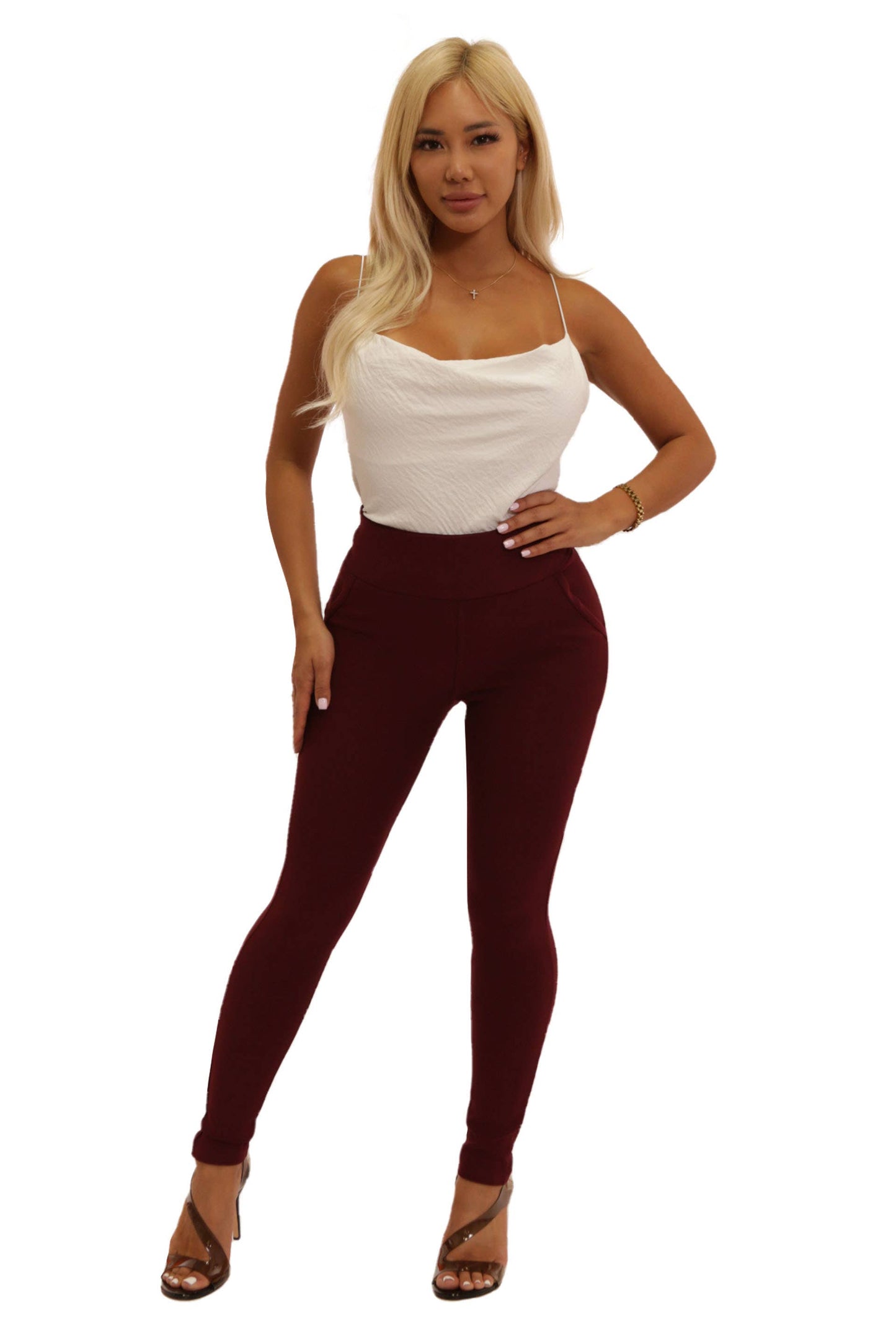 High Waist Sculpting Treggings - Solid Color: Black / M