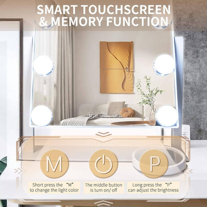 Rechargeable Vanity Mirror With Lights 10X Magnifier