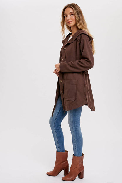 BUTTON FRONT HOODIE JACKET