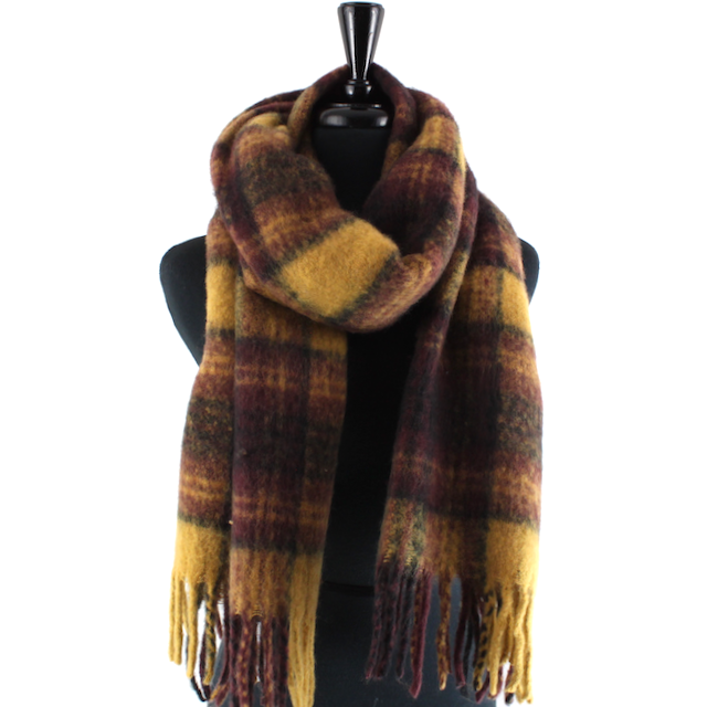 S24164 Wide Fuzzy Plaid Scarf