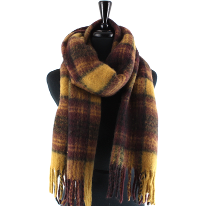 S24164 Wide Fuzzy Plaid Scarf