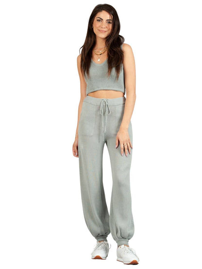 NYB2685-MAIA KNIT BOHO JOGGER-SAGE: S