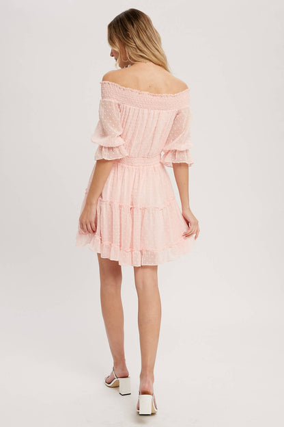 SWISS DOT OFF SHOULDER DRESS