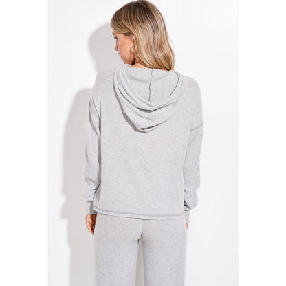 Falalala glitter print rib Hoodie loungewear set
