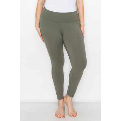PLUS SIZE SIDE POCKET ACTIVE LEGGINGS: Navy / 1X