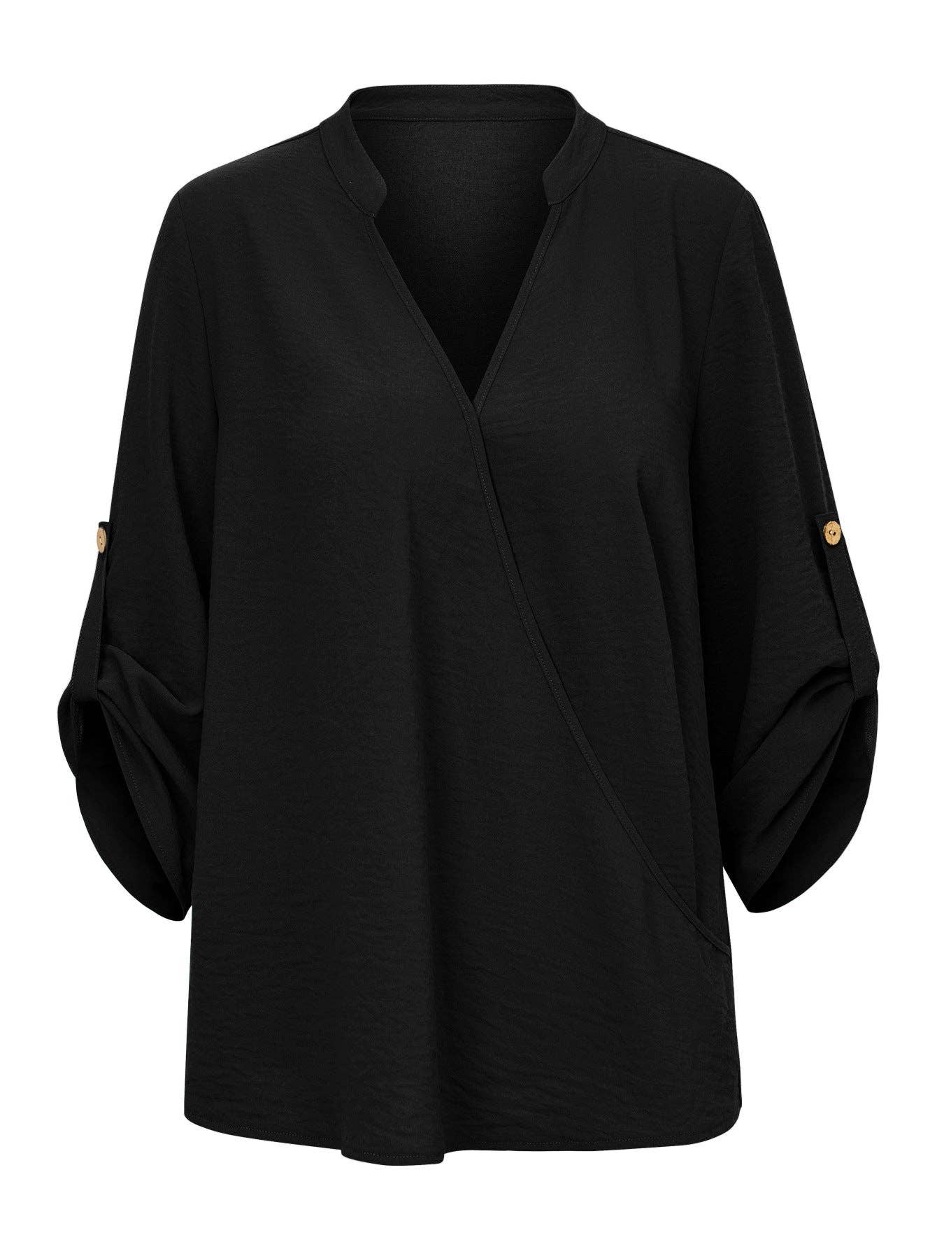 SN18 Sweetkama Ladies V-neck Hemming Daily Shirt: Green / XL