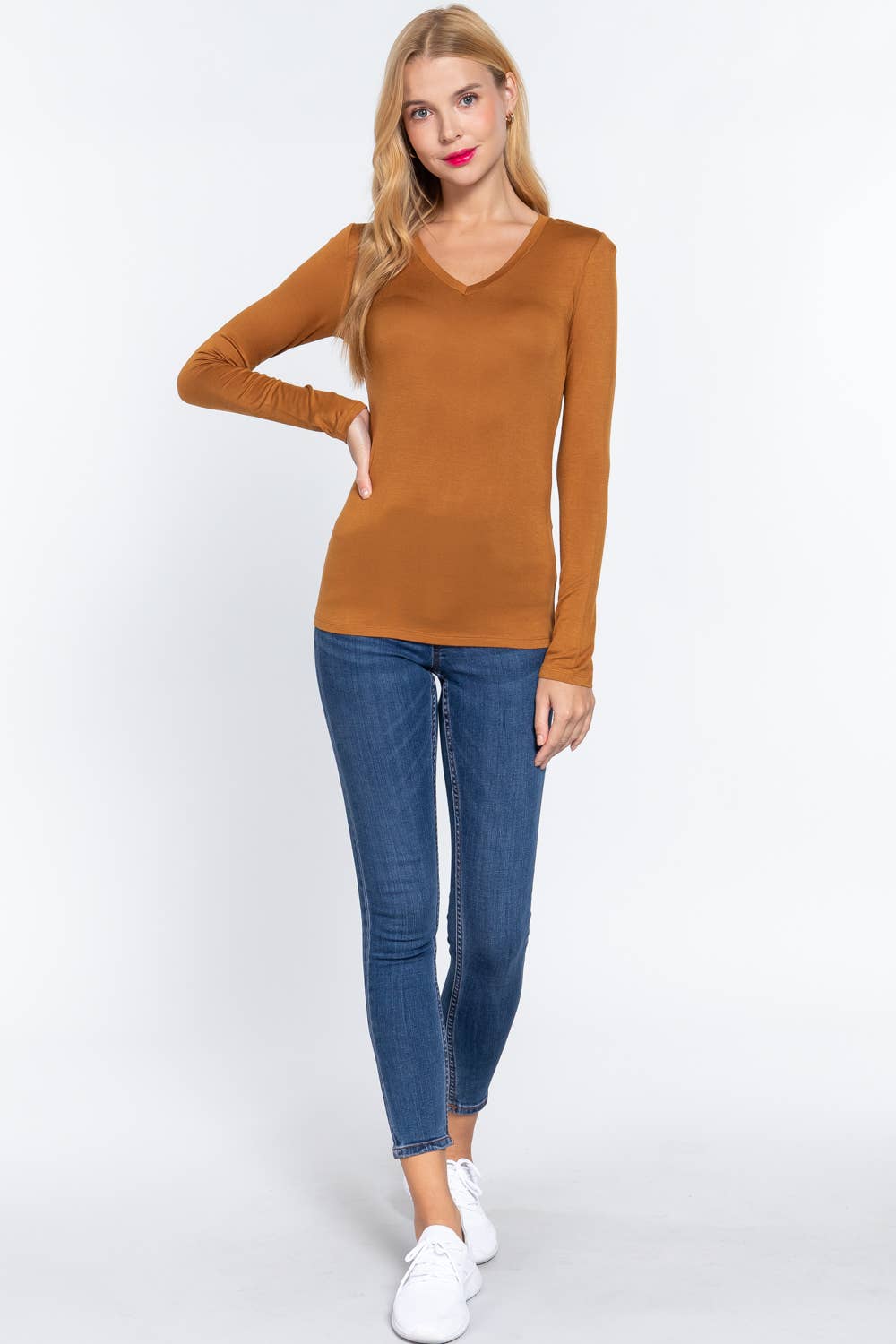 Long Sleeve V-neck Top