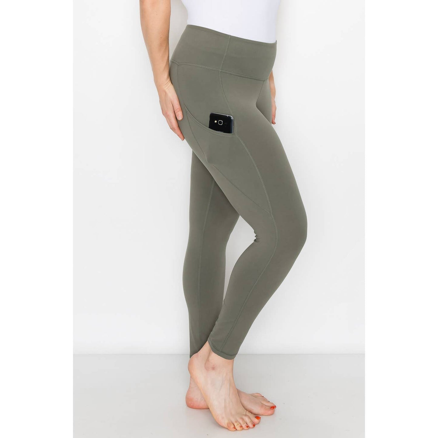PLUS SIZE SIDE POCKET ACTIVE LEGGINGS: Navy / 1X