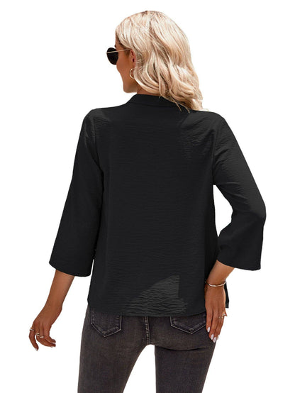 SN18 Sweetkama Ladies V-neck Hemming Daily Shirt: Green / M