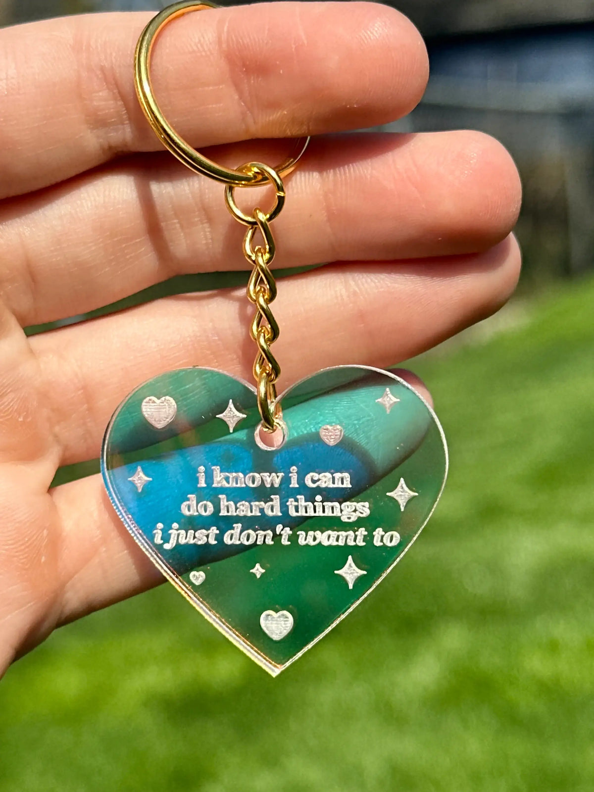 I Know I Can Do Hard Things Iridescent Acrylic Keychain