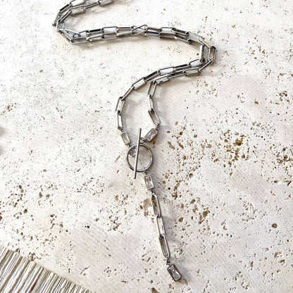 Paperclip wrap necklace burnished silver