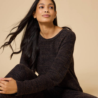 Women's Cozy Heathered Marshmallow Crew Lounge Set