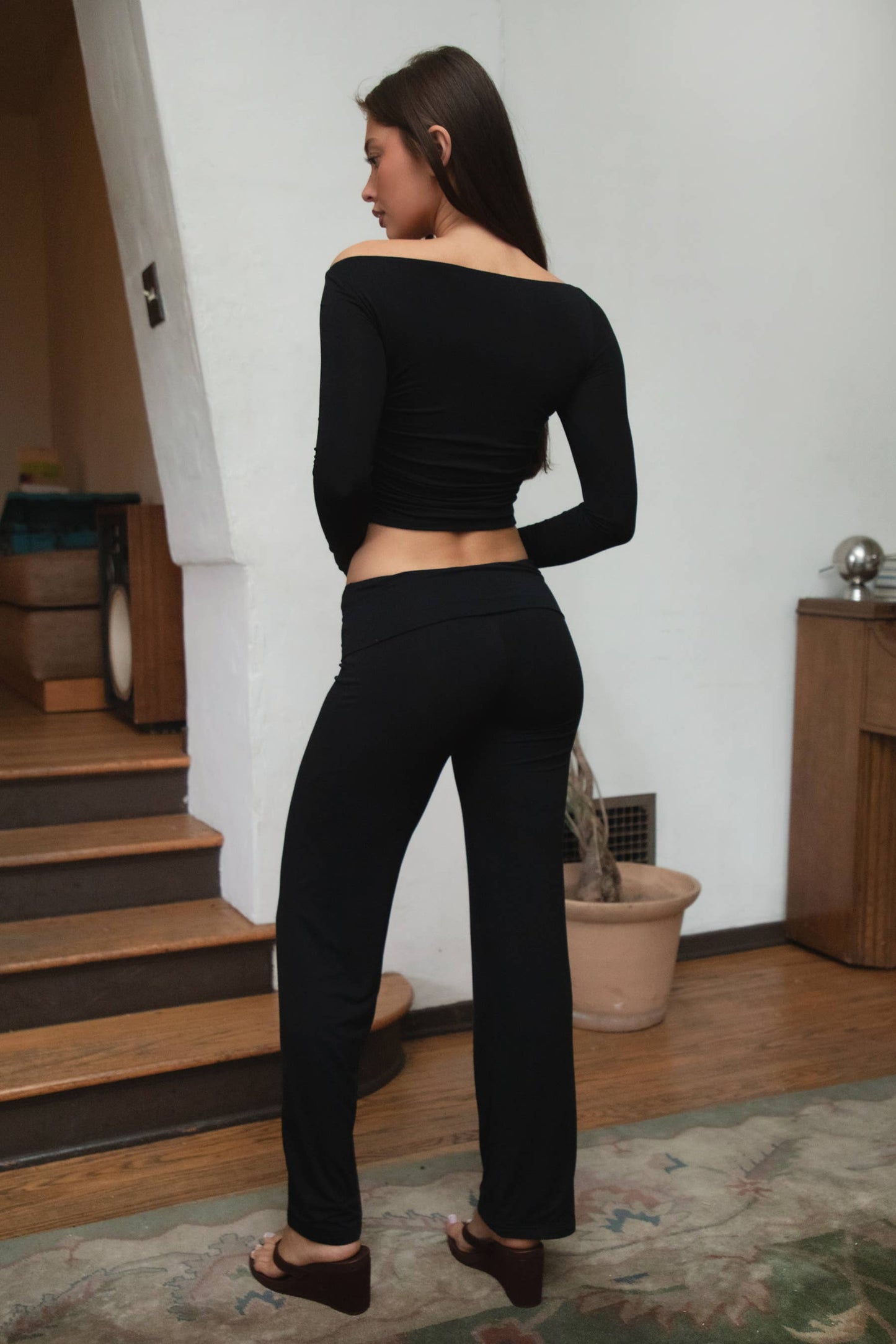 SORA Fold Over Straight Leg Leggings Casual Lounge Pants