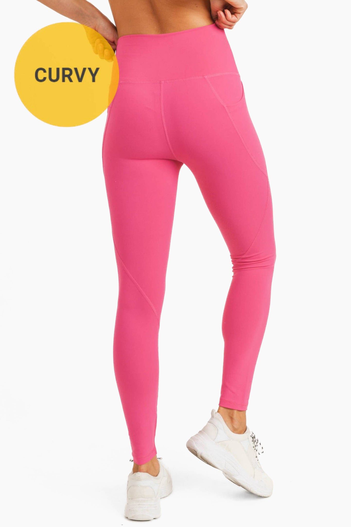 CURVY Tapered  BLACK / XL:1XL:2XL:3XL Band Essential Solid Highwaist Leggings: (2:2:1:1)