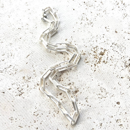 Paperclip layering necklace matte silver