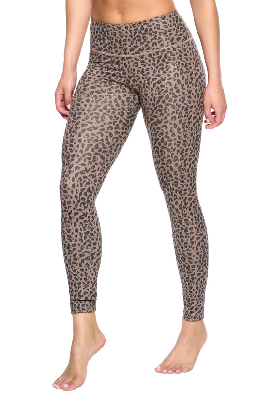 Sueded Athletic Leggings - Raven Leopard