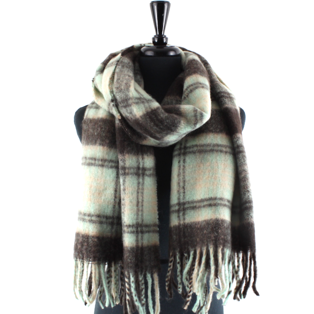 S24164 Wide Fuzzy Plaid Scarf