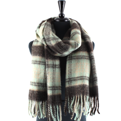 S24164 Wide Fuzzy Plaid Scarf