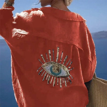 Collar Long Sleeve Shirt in Solid Color
