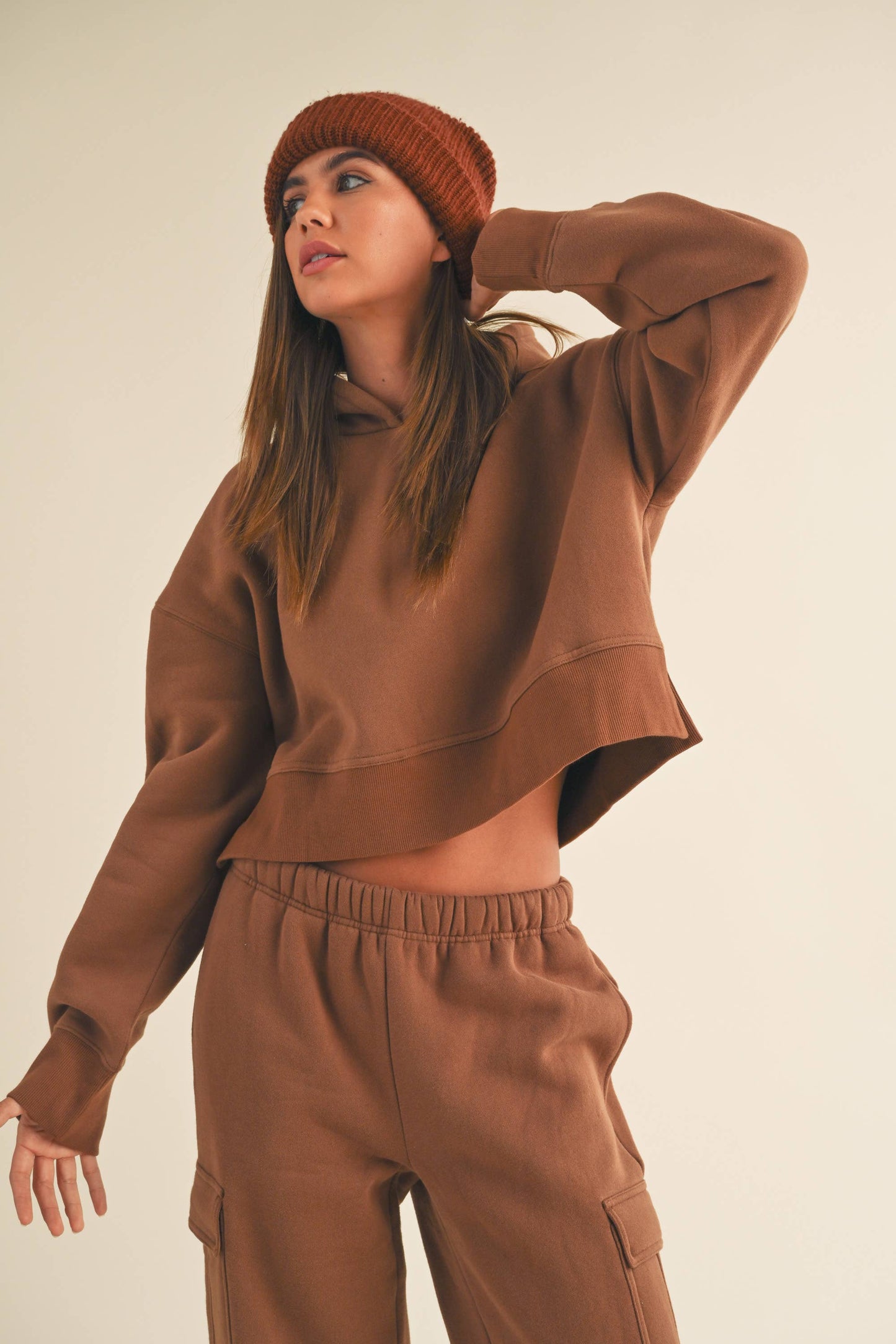 FLEECE SWEATSHIRT WITH HOODIE: BLACK / L T3134ST