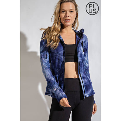 TIE DYE FITTED XL JACKET: Blue/White / XL