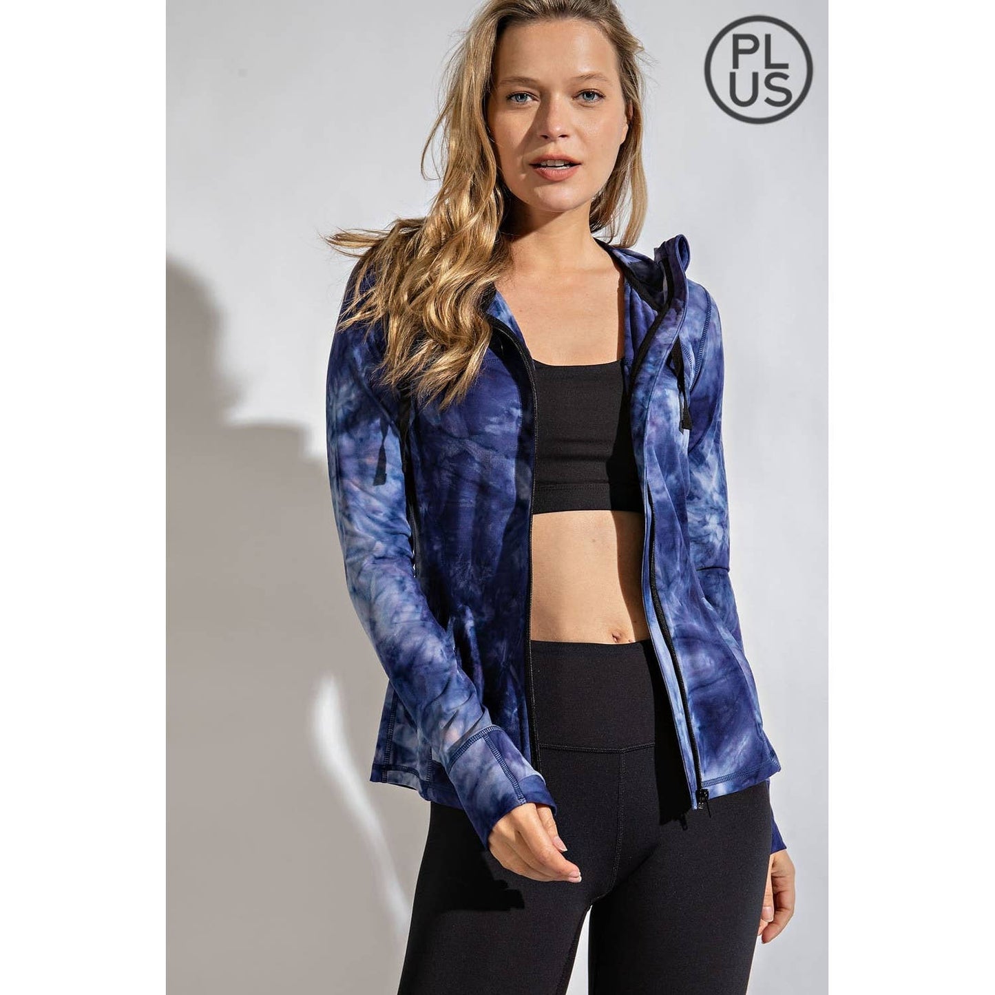 TIE DYE FITTED 3X JACKET: Blue/White / 3X