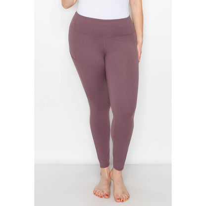 PLUS SIZE SIDE POCKET ACTIVE LEGGINGS: Navy / 3X