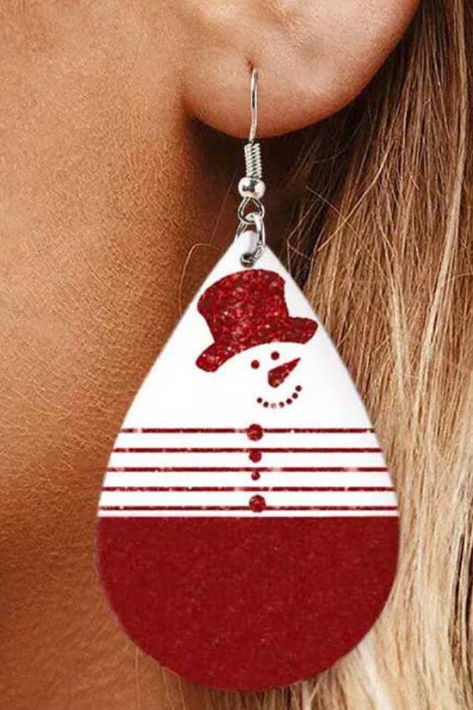 Christmas Print PU Earrings MOQ 5pcs SP125
