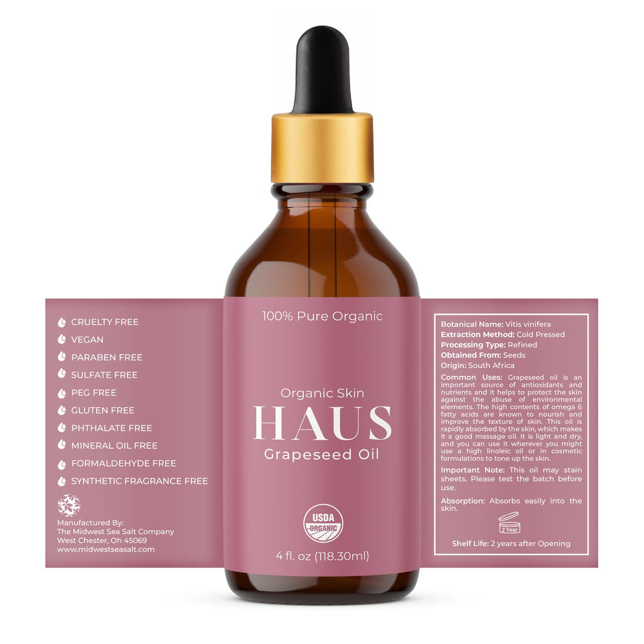 Organic Grapeseed Carrier Oil - 4oz: Retail Product