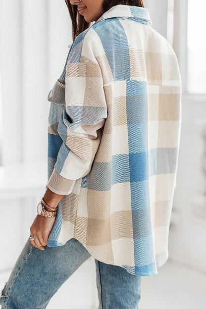 Colorful Open Button Pockets Plaid Shackets FHB012