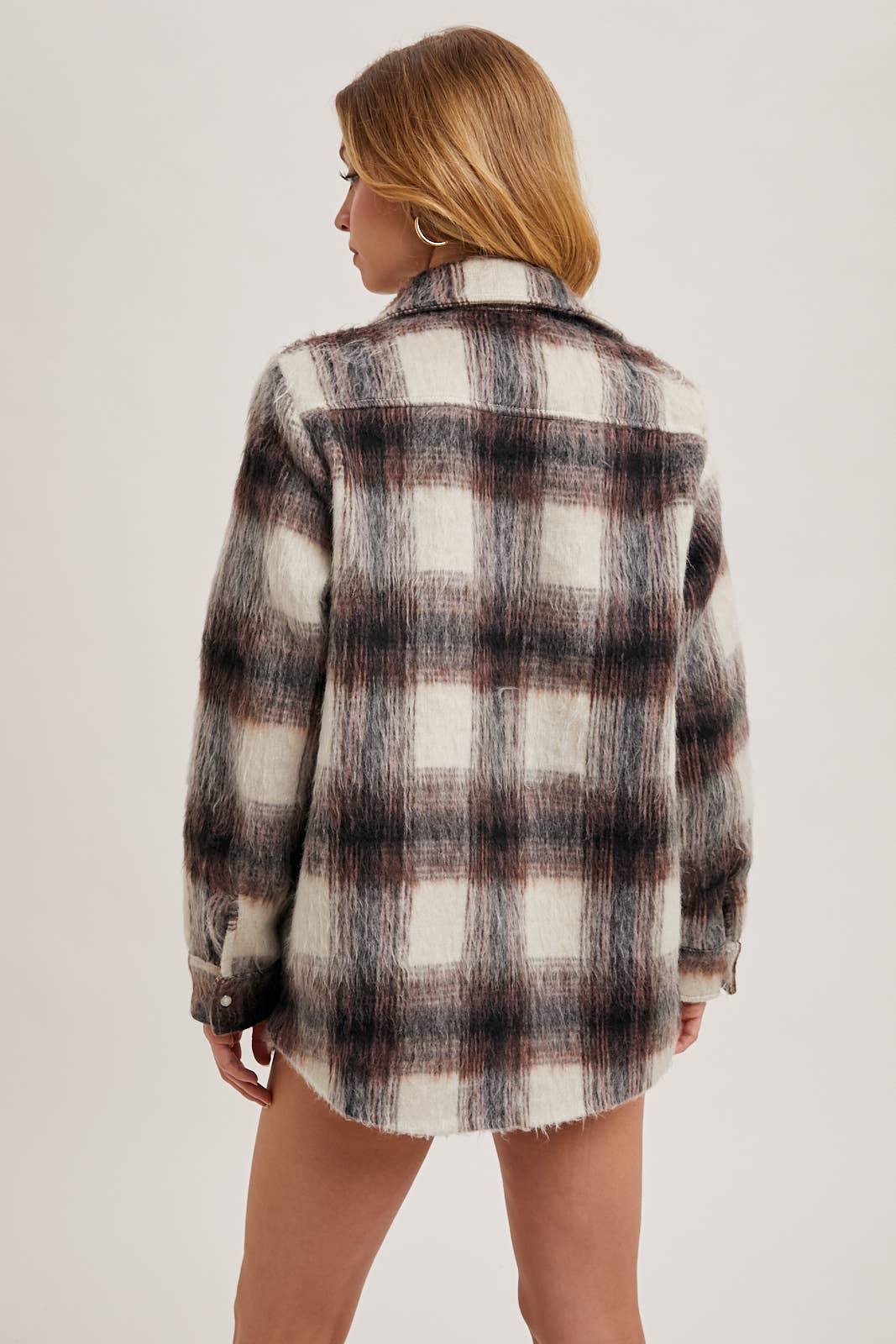 BRUSHED FLANNEL BUTTON DOWN SHACKET