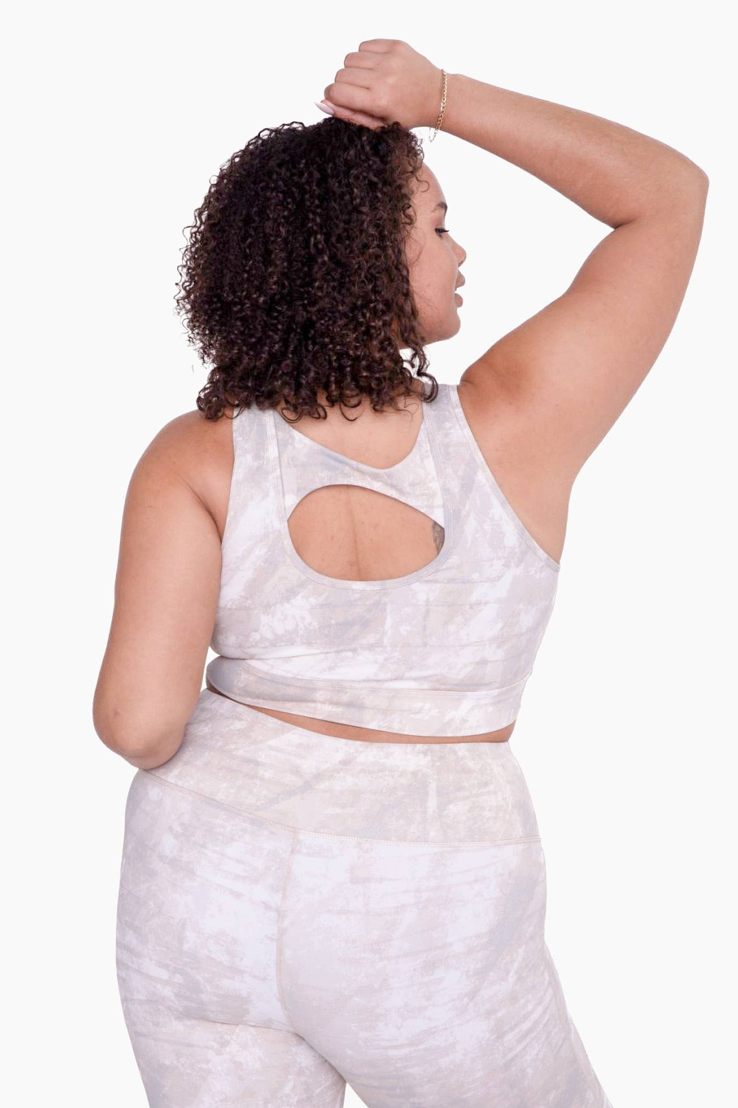 CURVY Concrete Open Back Sports Bra: GREY / XL:1XL:2XL:3XL (2:2:1:1) a1262p