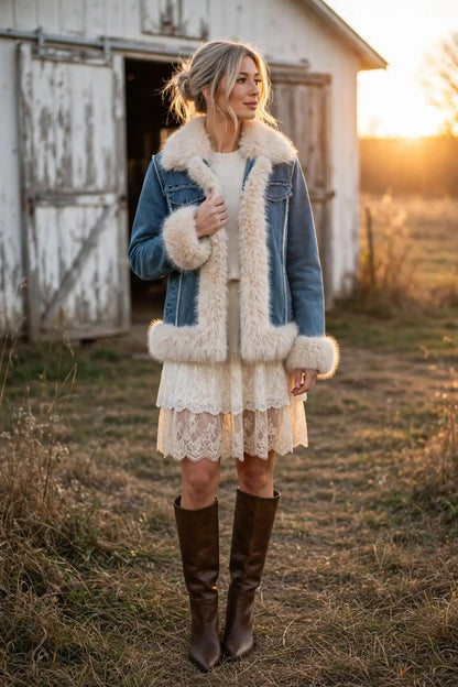 CLADC0012: Tundra Denim Luxury Coat