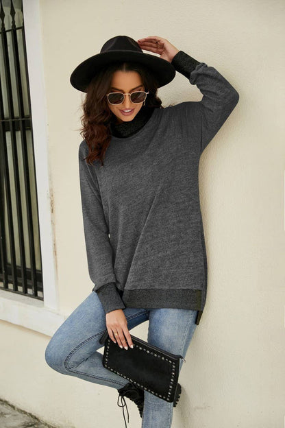 WOMEN HIGH TURTLE NECK LONG SLEEVE JUMPER TOP_CWTBLL0185: Blue / (M) 1