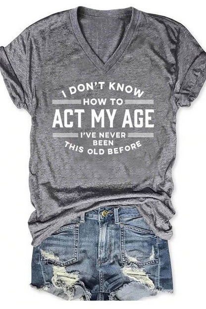 CWTTS1066_LETTER PRINT V NECK SHORT SLEEVED T SHIRT