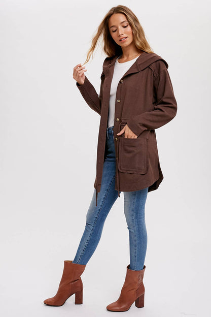 BUTTON FRONT HOODIE JACKET