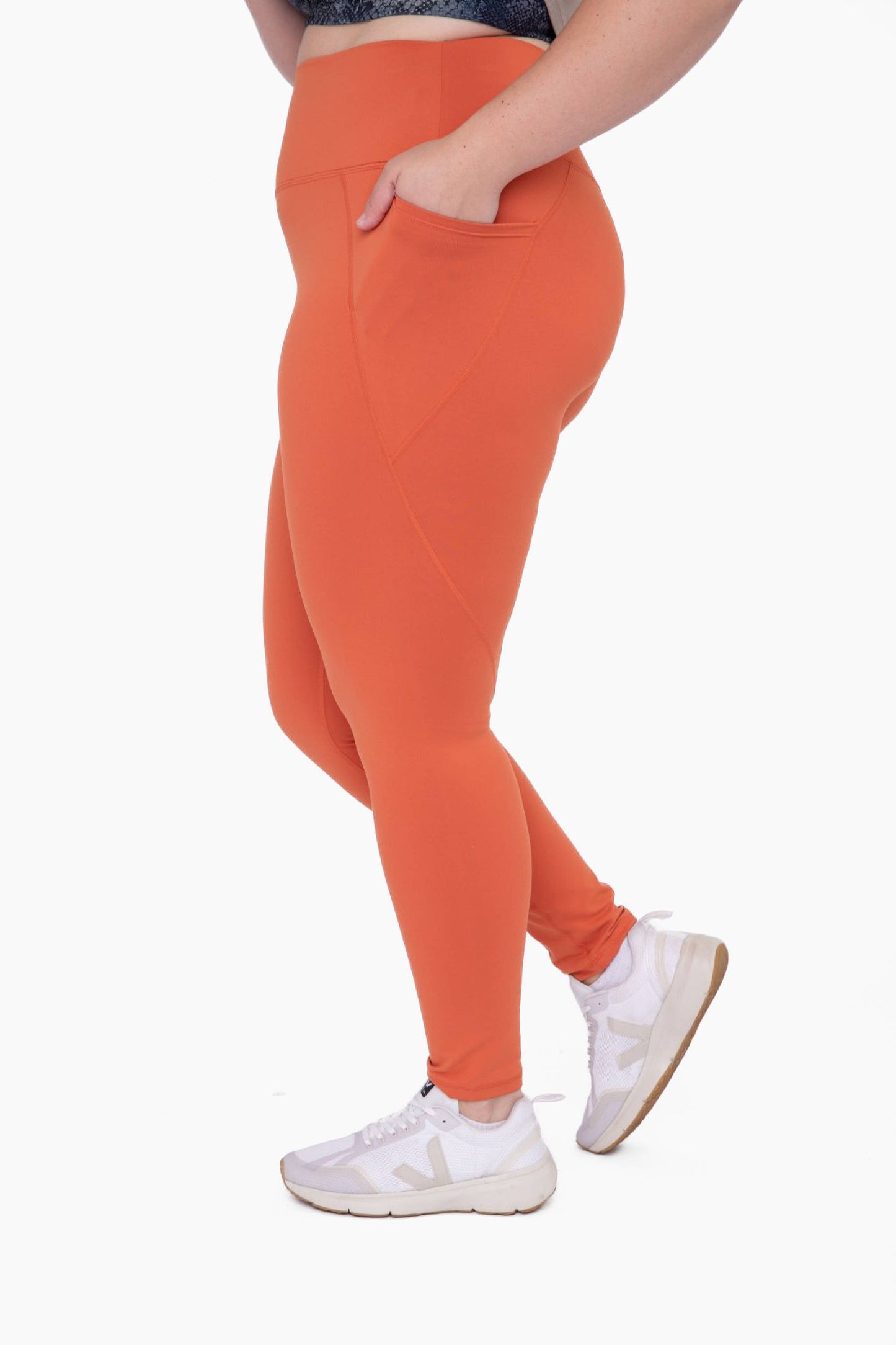 CURVY Tapered HEATHER GREY / XL:1XL:2XL:3XL Band Essential Solid Highwaist Leggings:  (2:2:1:1)